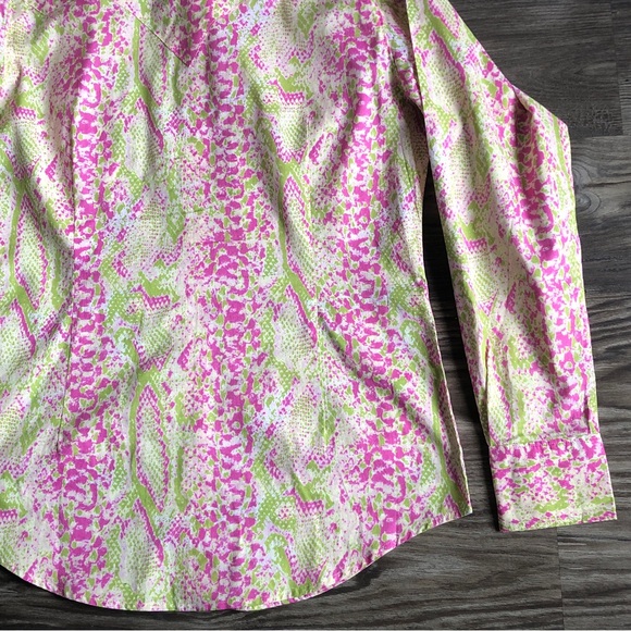 Ariat Womens Snap Front Long Sleeve Western Shirt Pink Green Rodeo Cowgirl - Picture 9 of 15